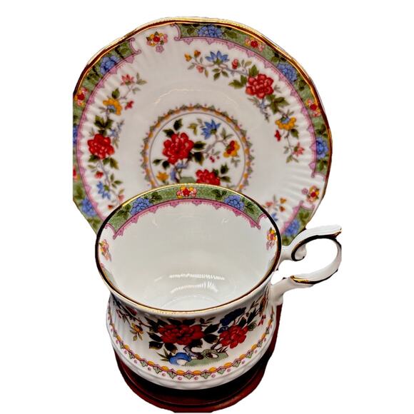 ￼Vintage Rosina Queens Bone China, Demitasse Teacup Cup Saucer Flowers Of Amaran - Picture 2 of 16